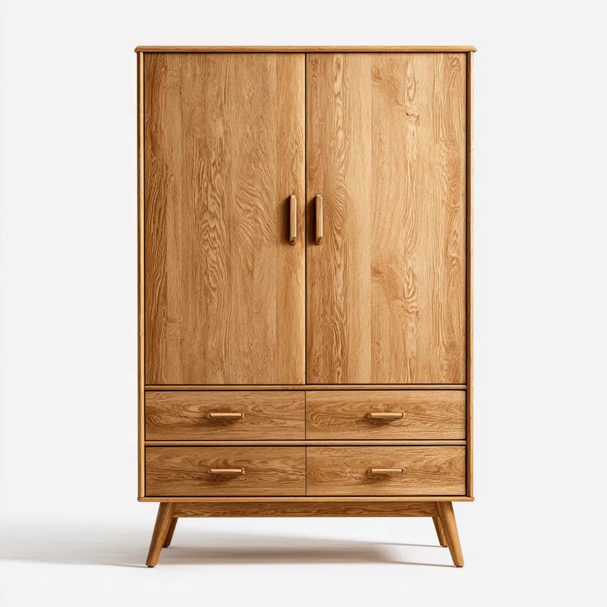 Armadio guardaroba 2 ante 4 cassetti in rovere naturale 100 x 50 x 180 cm