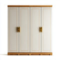 Armadio guardaroba 4 ante bianco e legno naturale 200 x 60 x 220 cm in MDF rettangolare