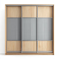 Armadio guardaroba 3 ante scorrevoli rovere chiaro grigio 180 x 60 x 220 cm MDF vetro satinato rettangolare
