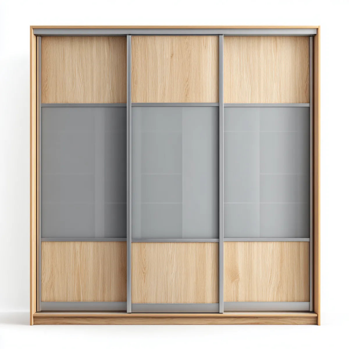 Armadio guardaroba 3 ante scorrevoli rovere chiaro grigio 180 x 60 x 220 cm MDF vetro satinato rettangolare