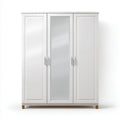 Armadio guardaroba 3 ante bianco con specchio centrale 150 x 52 x 200 cm in pannello truciolare rettangolare