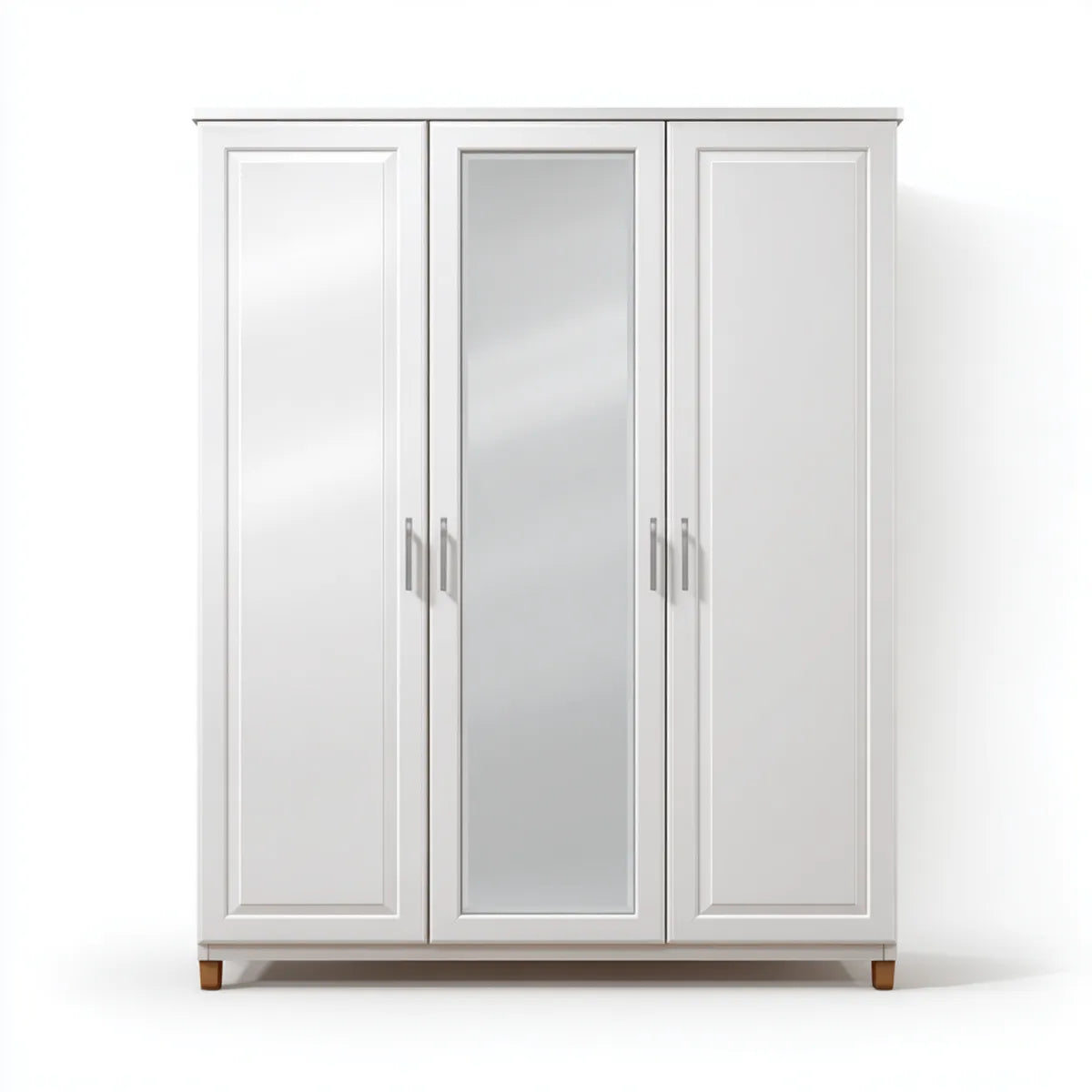 Armadio guardaroba 3 ante bianco con specchio centrale 150 x 52 x 200 cm in pannello truciolare rettangolare