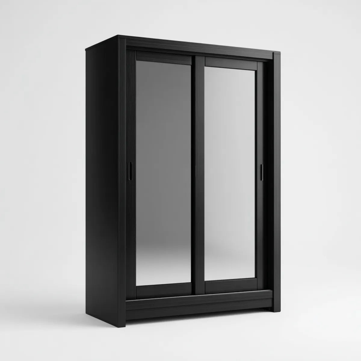 Armadio guardaroba con ante scorrevoli a specchio nero 120 x 60 x 200 cm in pannello truciolare nobilitato rettangolare