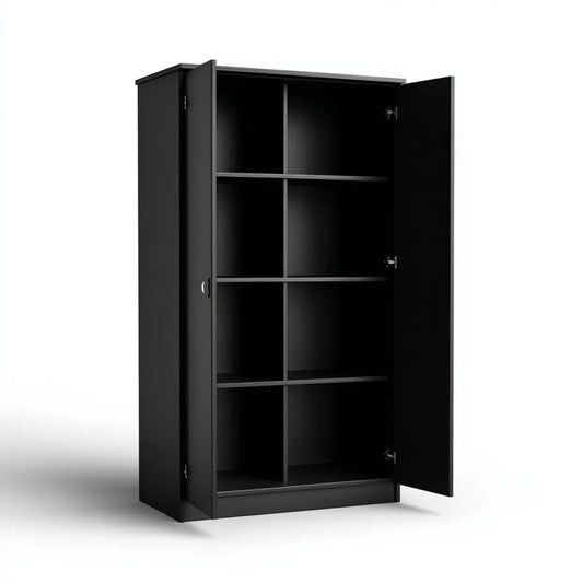 Armadio guardaroba a 2 ante nero 80 x 40 x 180 cm in truciolare melaminico rettangolare