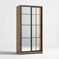 Armadio guardaroba a 2 ante scorrevoli rovere e nero con specchi 120 x 60 x 200 cm