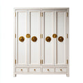 Armadio guardaroba 4 ante con 4 cassetti bianco e oro in MDF rettangolare 160 x 60 x 210 cm