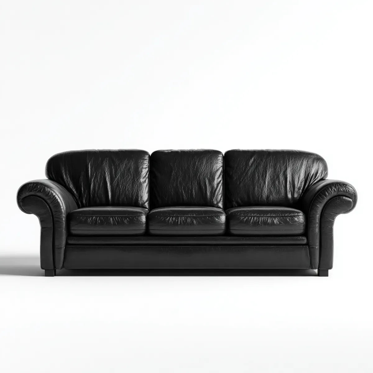 Divano 3 posti nero in pelle sintetica PU rettangolare 210 x 90 x 88 cm
