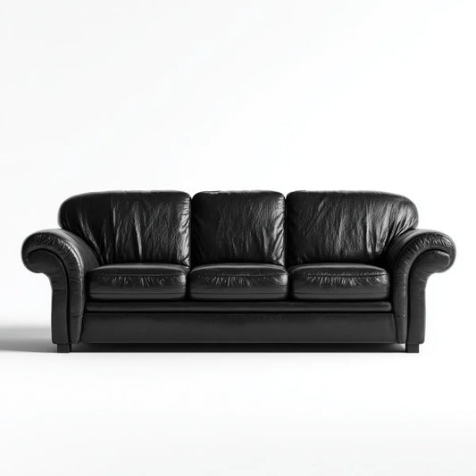 Divano 3 posti nero in pelle sintetica PU rettangolare 210 x 90 x 88 cm