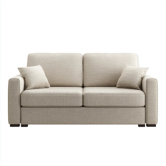 Divano 2 posti beige 170 x 90 x 85 cm in poliestere rettangolare