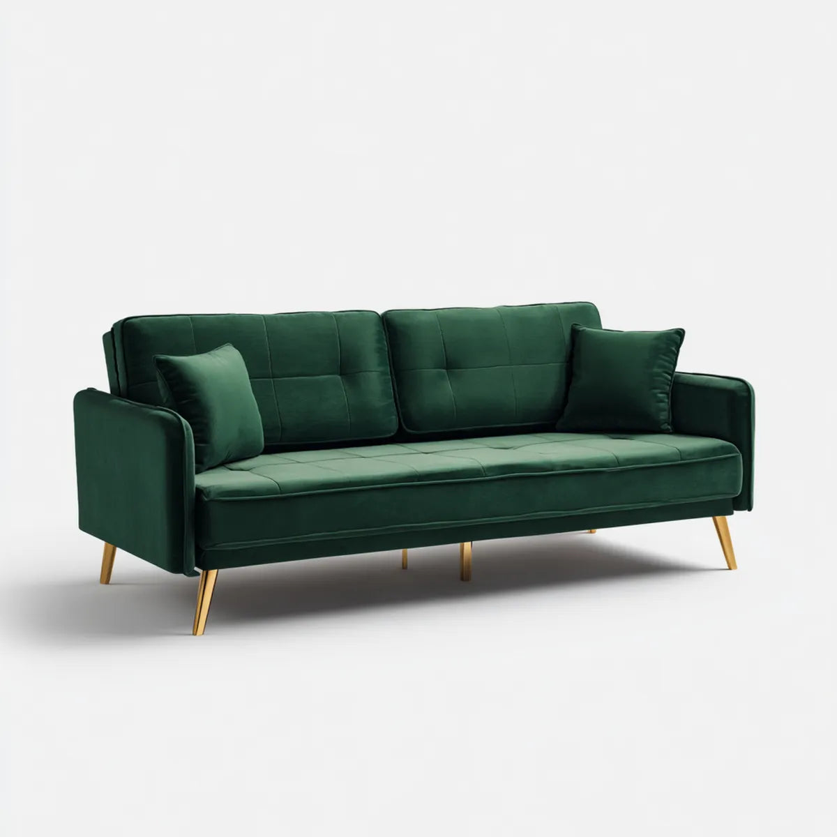 Divano 3 posti verde 210 x 85 x 86 cm in velluto di poliestere rettangolare