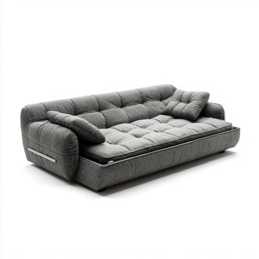 Divano letto estraibile 3 posti grigio in poliestere rettangolare 220 x 95 x 88 cm
