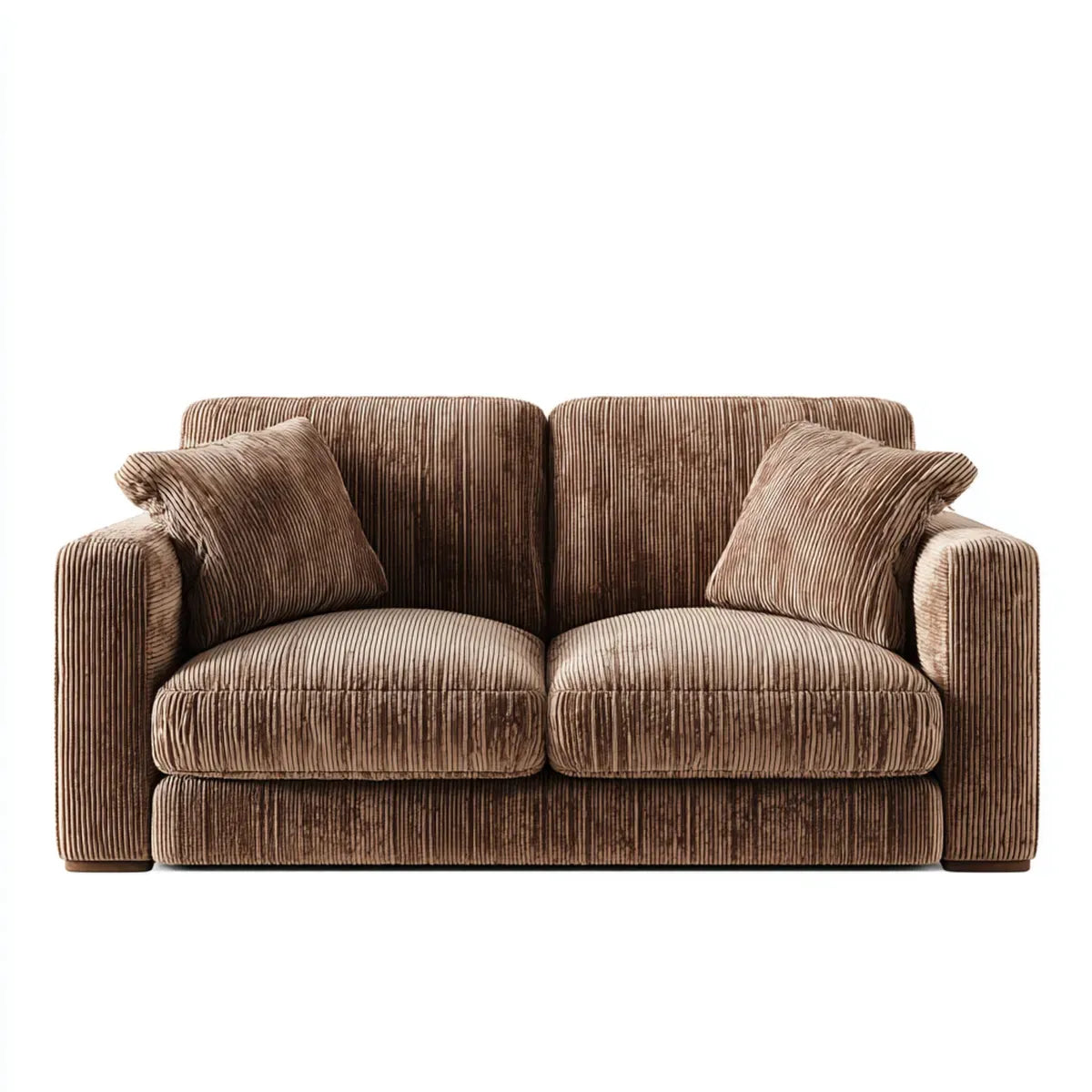 Divano 2 posti marrone in velluto a coste di poliestere rettangolare 180 x 95 x 85 cm