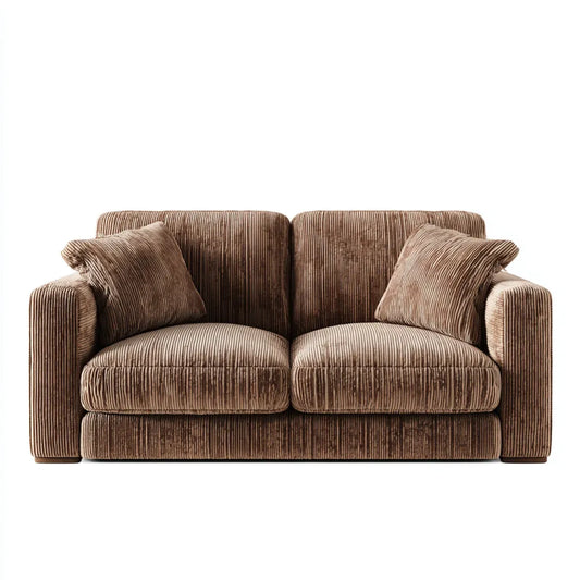 Divano 2 posti marrone in velluto a coste di poliestere rettangolare 180 x 95 x 85 cm