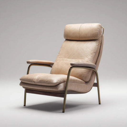 Poltrona da soggiorno beige 72 x 85 x 102 cm in pelle PU con struttura in acciaio