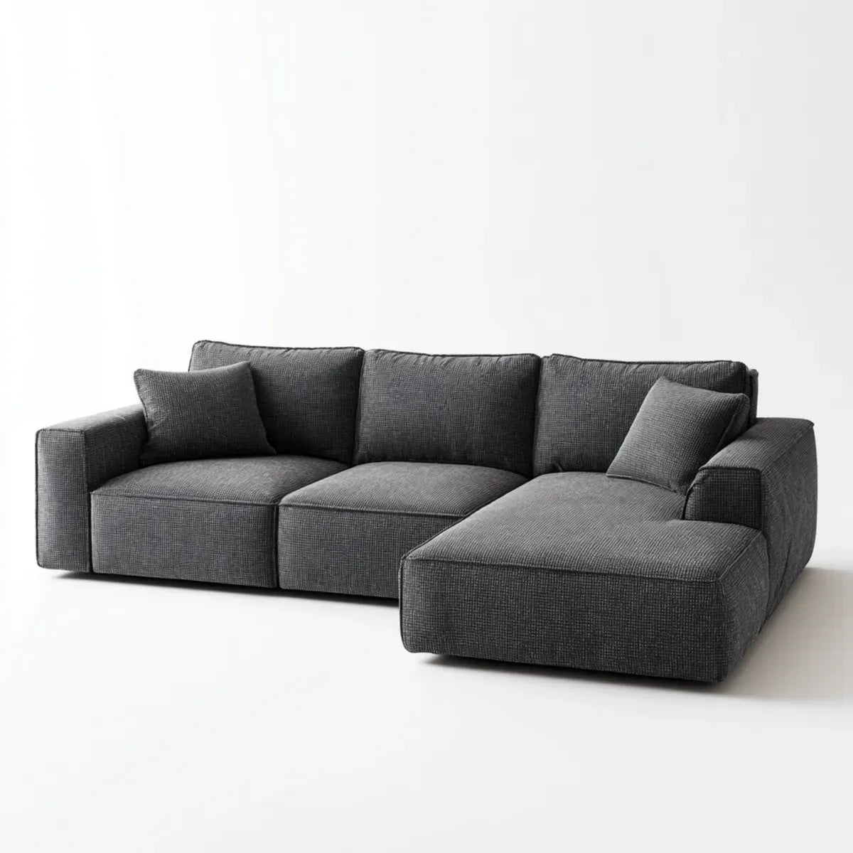 Divano angolare con chaise longue grigio scuro 280 x 160 x 85 cm in poliestere a 4 posti