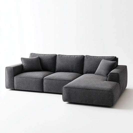 Divano angolare con chaise longue grigio scuro 280 x 160 x 85 cm in poliestere a 4 posti