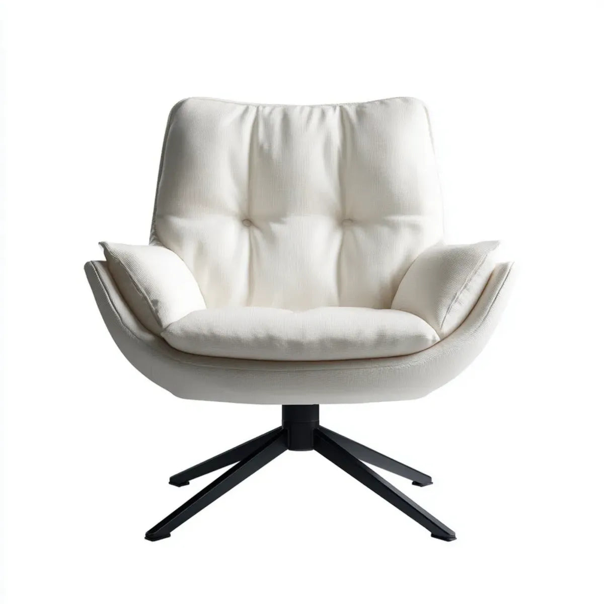 Poltrona girevole bianca con base a 4 razze in acciaio 82 x 84 x 98 cm in poliestere