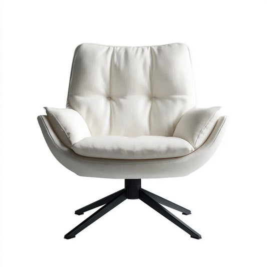 Poltrona girevole bianca con base a 4 razze in acciaio 82 x 84 x 98 cm in poliestere
