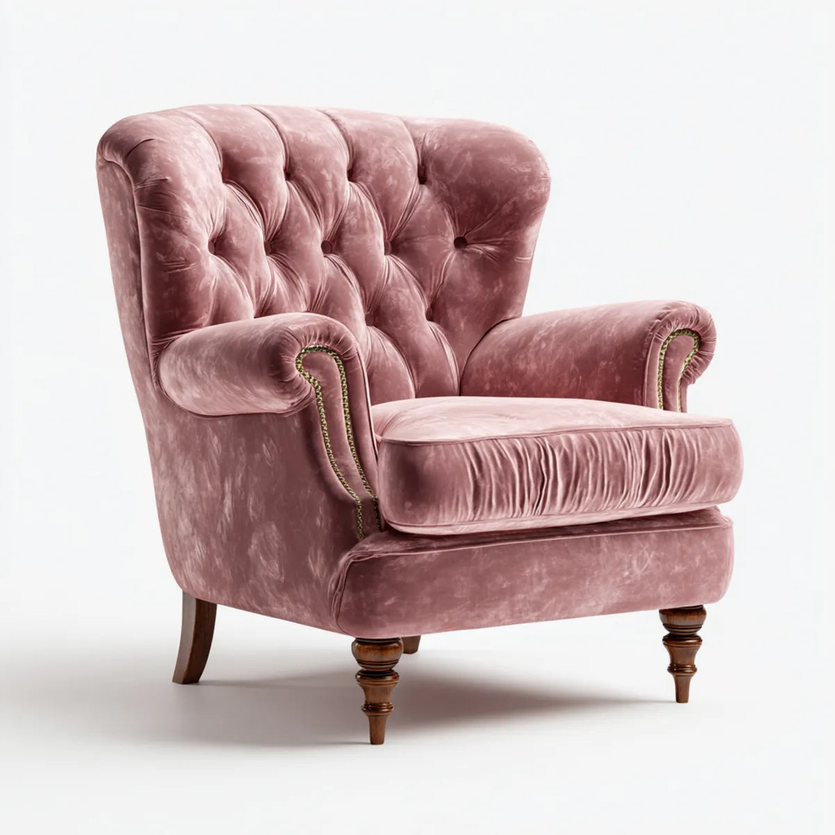 Poltrona bergère capitonné rosa in velluto di poliestere 86 x 90 x 105 cm